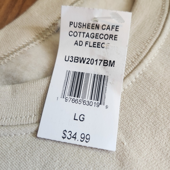 Pusheen Cafe Let's Bake Beige Sweatshirt Size L NWT - Picture 9 of 9